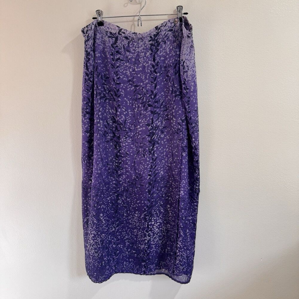 Vintage Y2K Coldwater Creek Maxi Wrap Skirt 1X Purple Floral Chiffon Whimsy